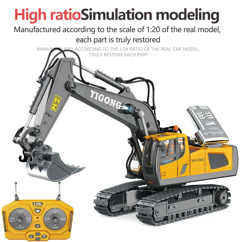 RC Excavator RC CRA Children Toys Remote Control Excavator Toys Kids Radio Control Dump Truck Bulldozer Electric Car Toys Gift